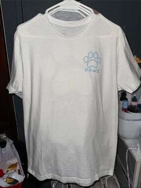 PAWZ White Short-Sleeve Tee with Light Blue Paw Print
